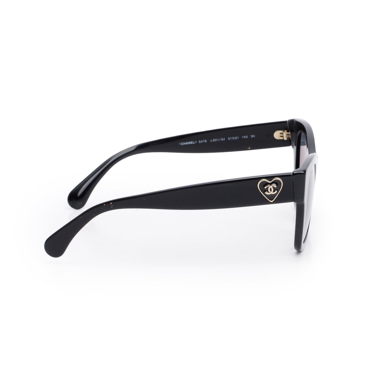 Chanel 5478 Black Accent Acetate CC Heart Square Sunglasses