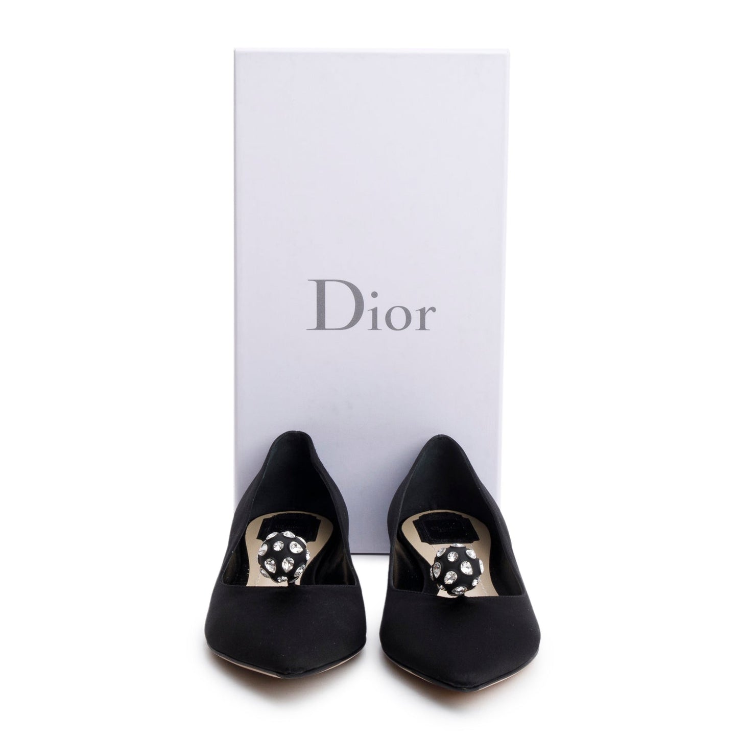 Christian Dior Black Satin Comete Flat Shoes, Size 39.5