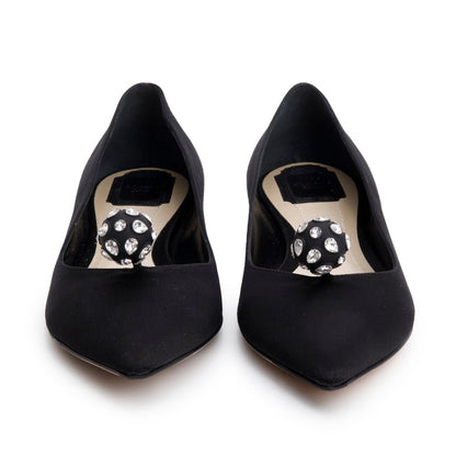 Christian Dior Black Satin Comete Flat Shoes, Size 39.5