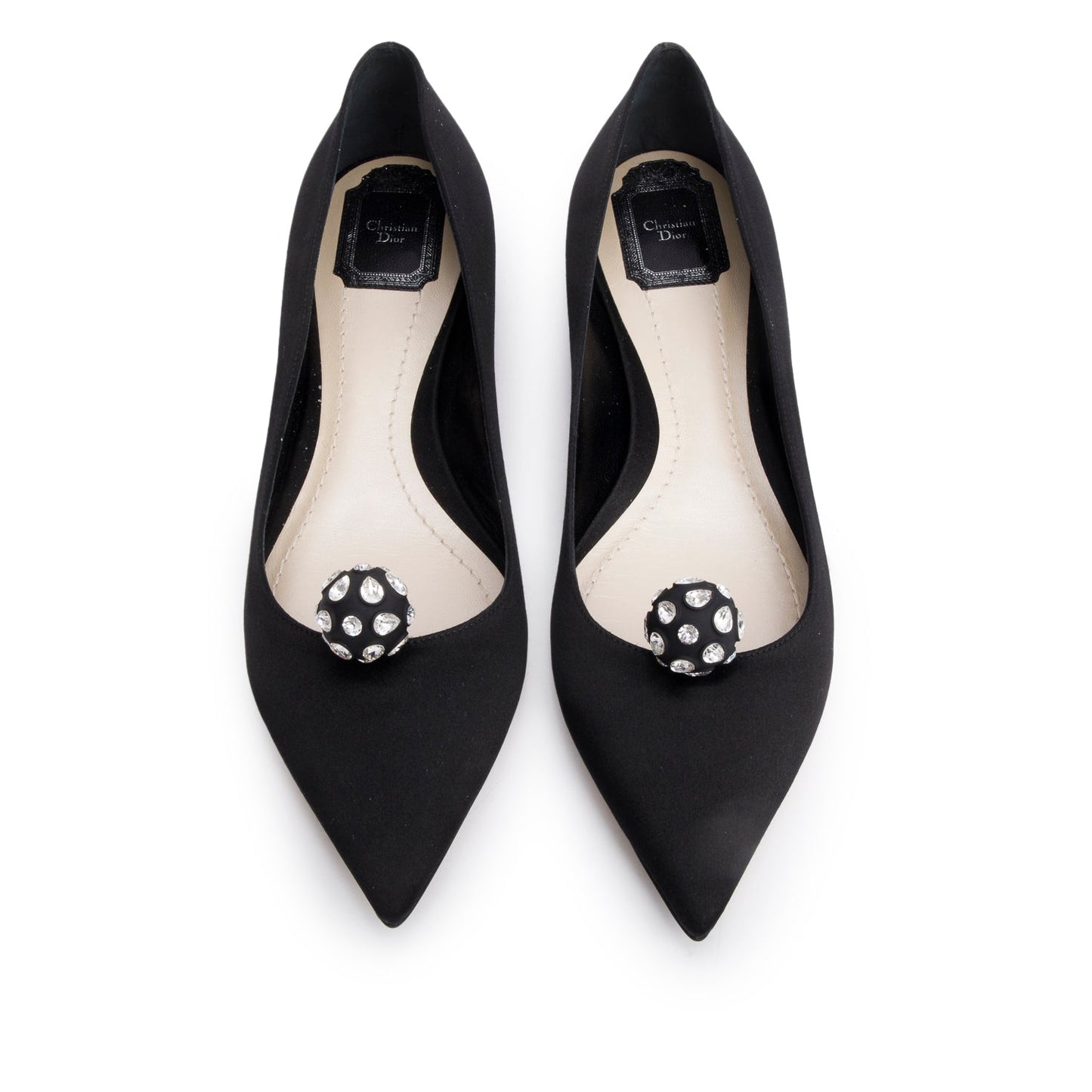 Christian Dior Black Satin Comete Flat Shoes, Size 39.5