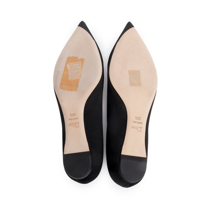 Christian Dior Black Satin Comete Flat Shoes, Size 39.5