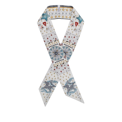 Christian Dior White Multicolor L' Etoile Silk Twilly