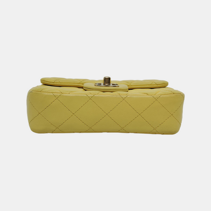 Chanel Classic Flap Super Mini Yellow Lambskin Gold Hardware, 2011