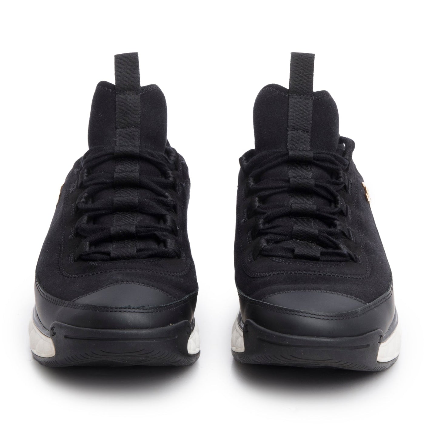 Chanel Black Canvas Calfskin Leather Trim CC Logo Sneakers, Men's Size 42