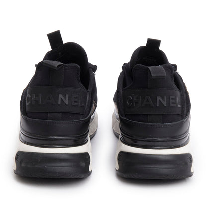 Chanel Black Canvas Calfskin Leather Trim CC Logo Sneakers, Men's Size 42
