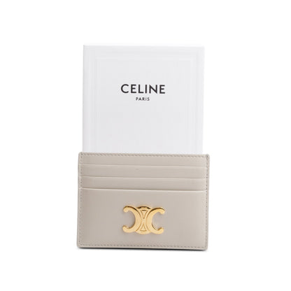 Celine 2023 Neutral Leather Triomphe  Logo Card Holder