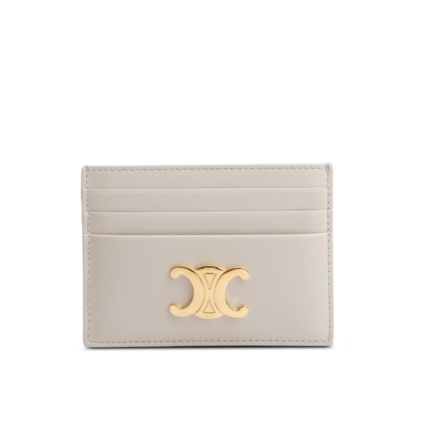 Celine 2023 Neutral Leather Triomphe  Logo Card Holder