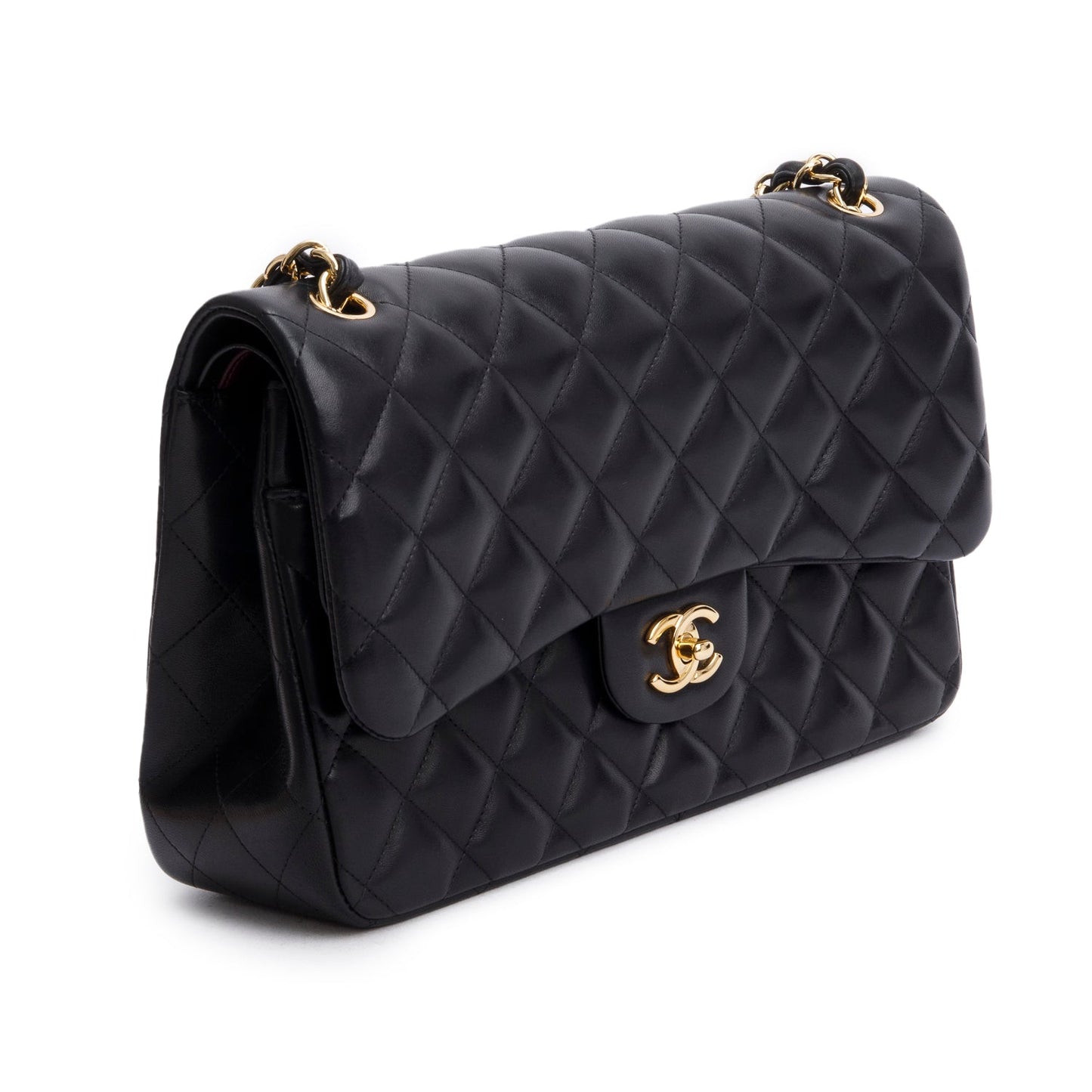 Chanel Black Quilted Lambskin Leather Classic Jumbo Double Flap Bag