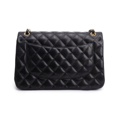 Chanel Black Quilted Lambskin Leather Classic Jumbo Double Flap Bag