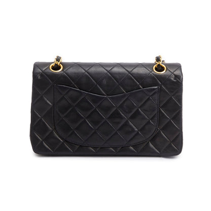 Chanel Vintage Black Quilted Lambskin Leather Classic Medium Double Flap Bag