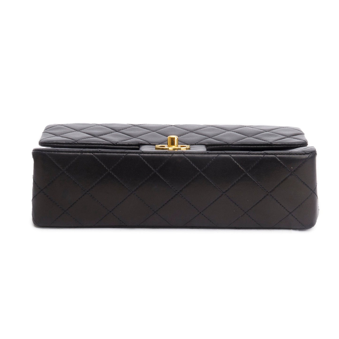 Chanel Vintage Black Quilted Lambskin Leather Classic Medium Double Flap Bag