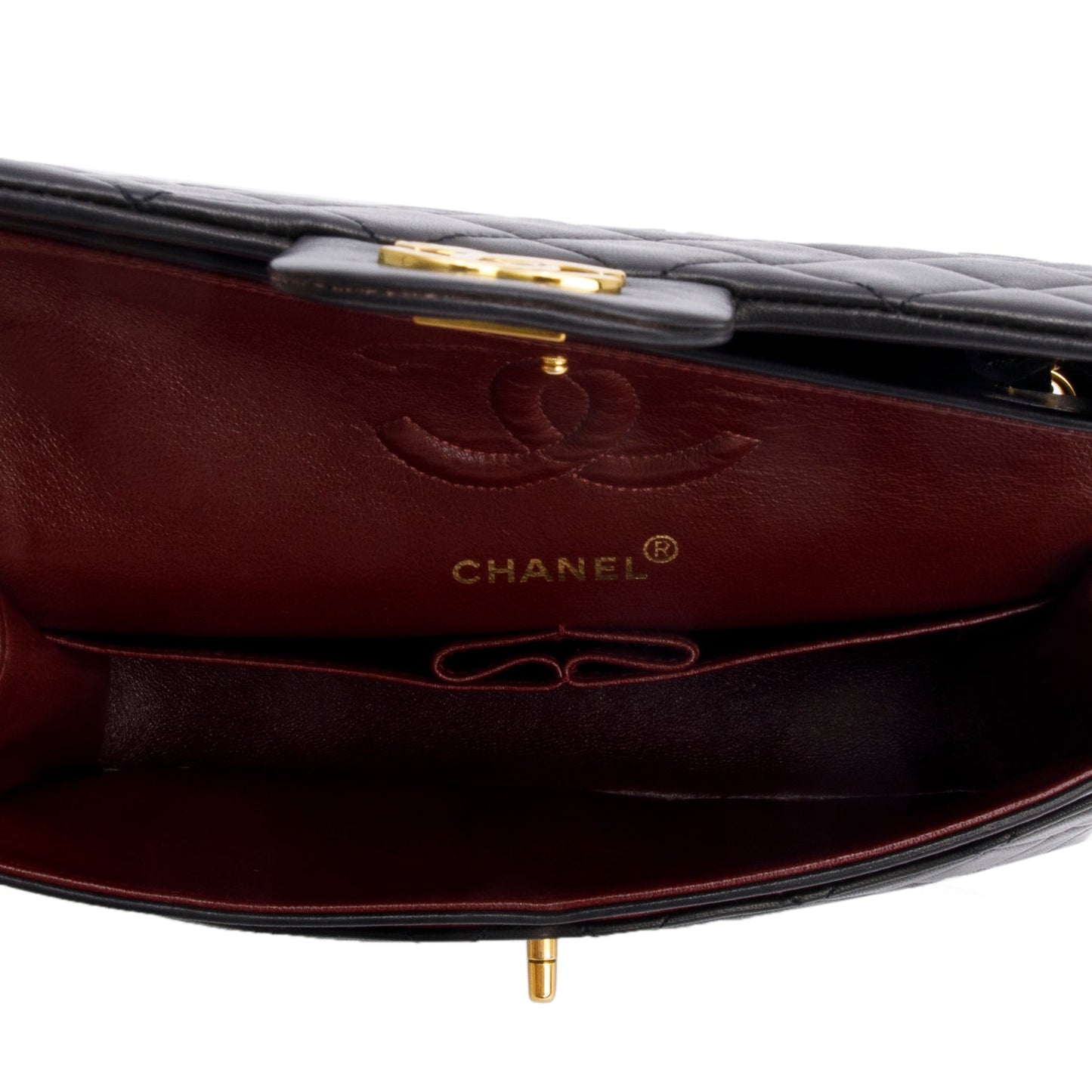 Chanel Vintage Black Quilted Lambskin Leather Classic Medium Double Flap Bag