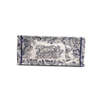Christian Dior 2024 Large Ecru and Blue Toile de Jouy  Embroidery Canvas Book Tote