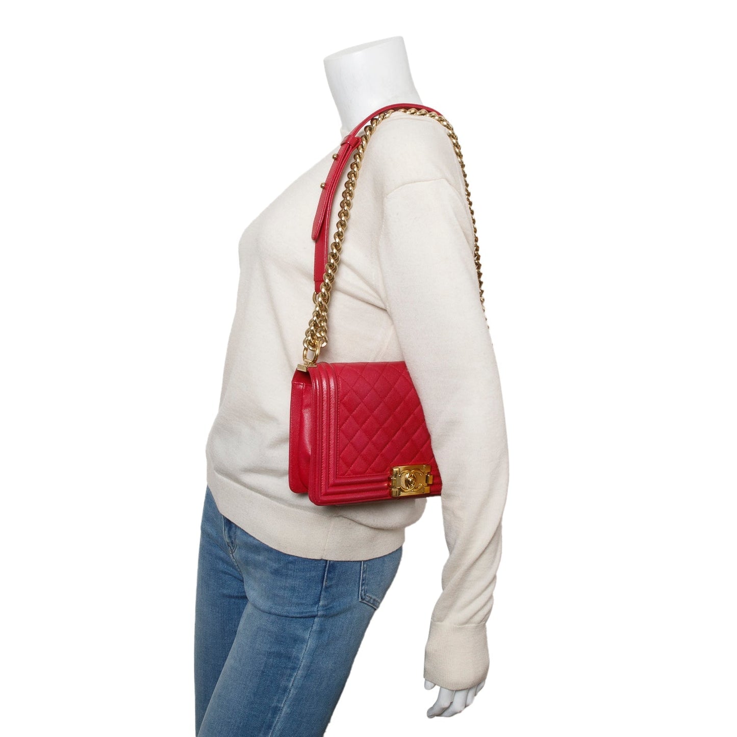 Chanel Pink Caviar Quilted Medium Boy Bag