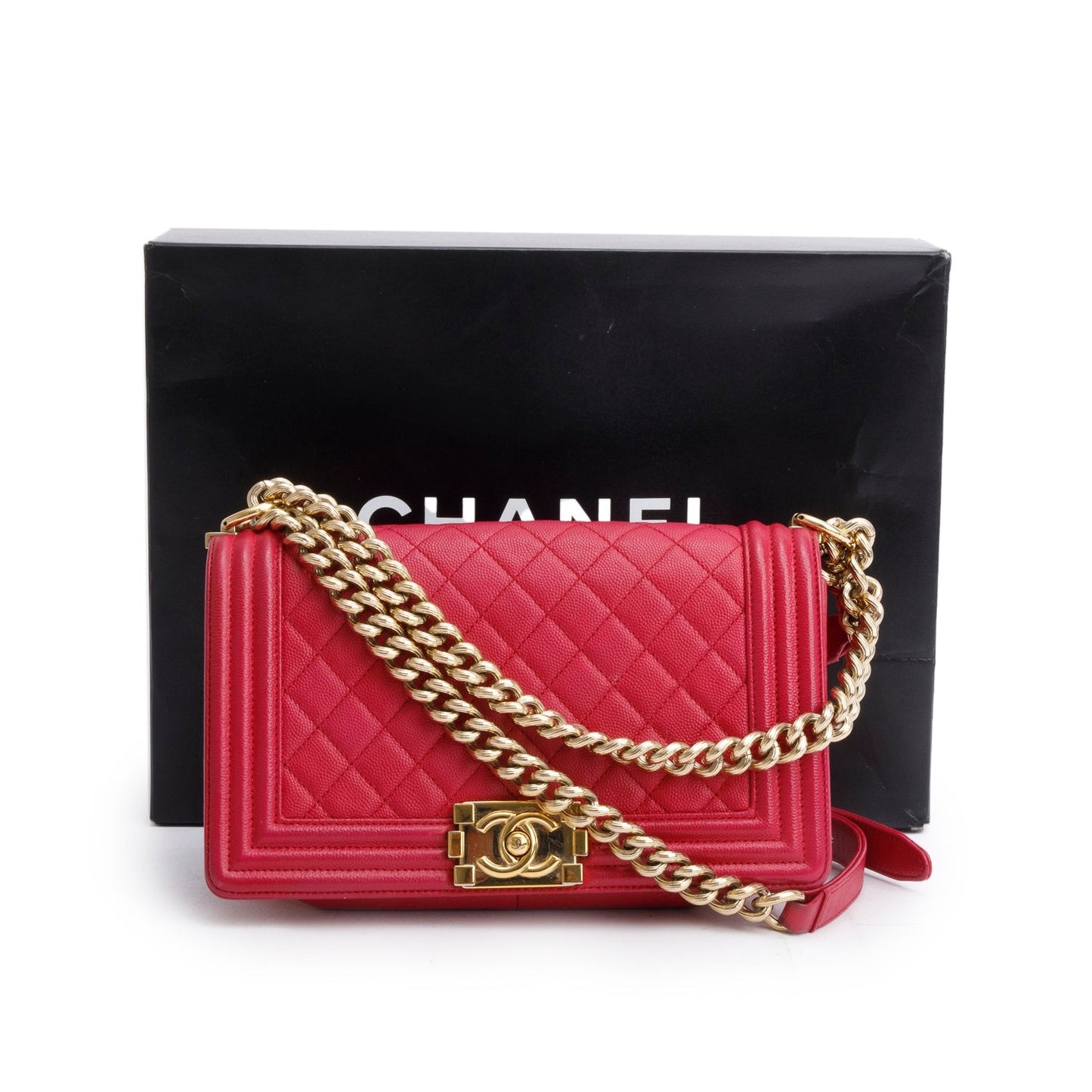 Chanel Pink Caviar Quilted Medium Boy Bag