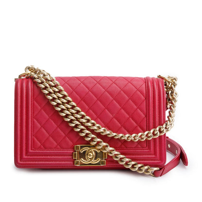 Chanel Pink Caviar Quilted Medium Boy Bag
