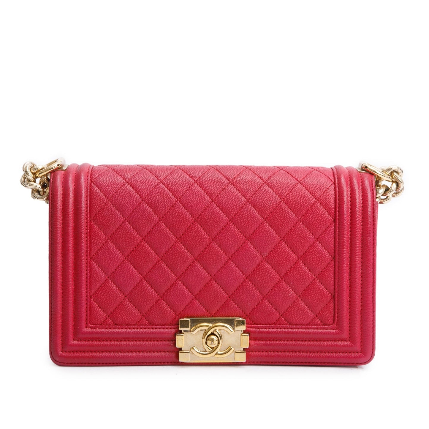 Chanel Pink Caviar Quilted Medium Boy Bag