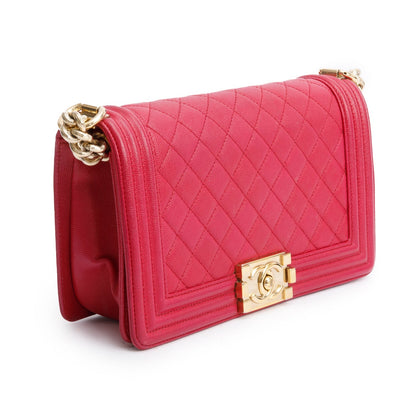Chanel Pink Caviar Quilted Medium Boy Bag