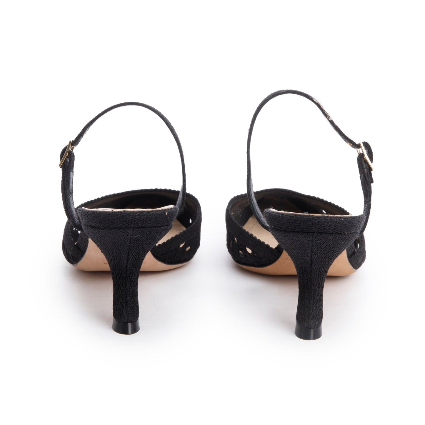 Christian Dior Black Mesh Fabric Capture Slingback Pumps, Size 37