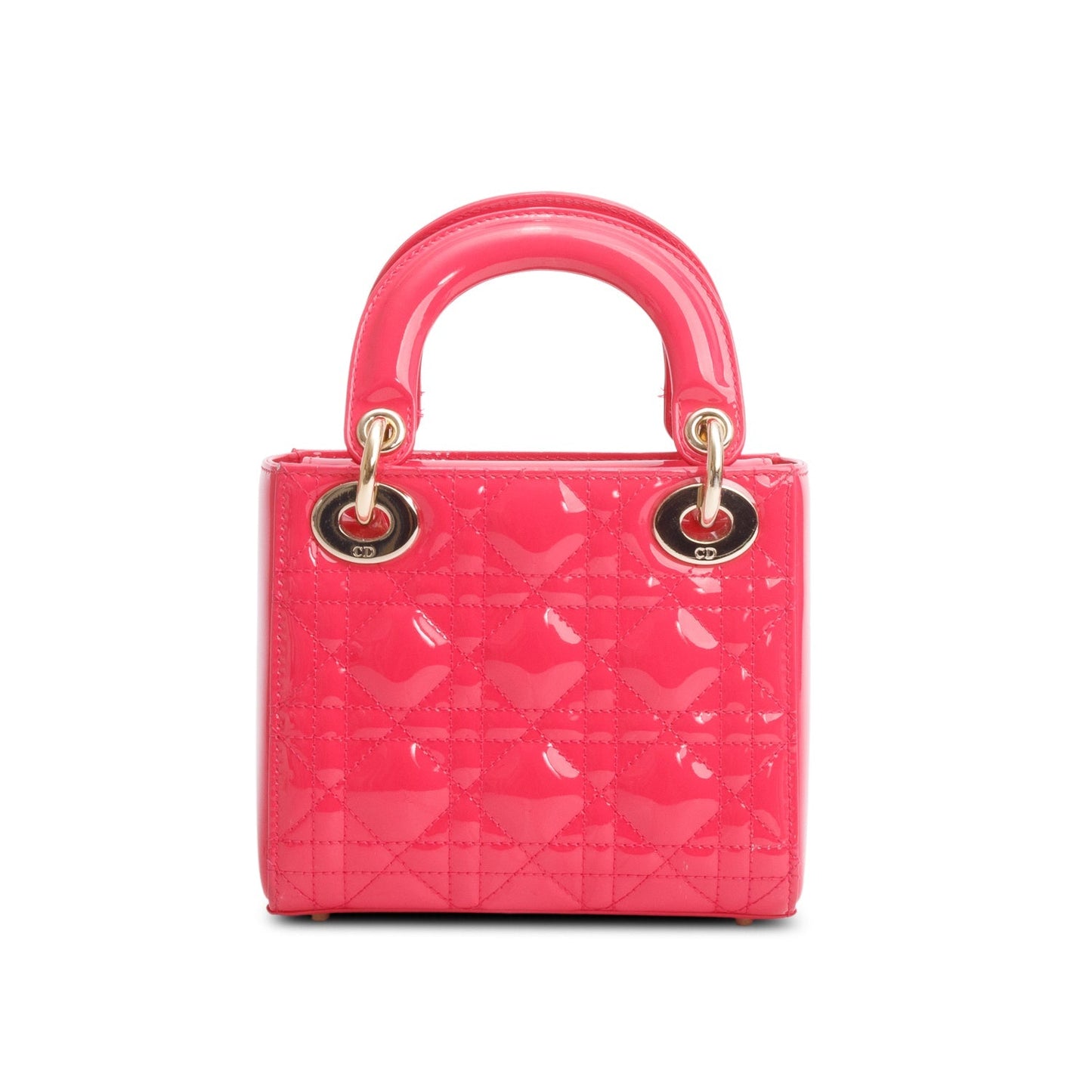 Christian Dior Pink Cannage Patent Leather Mini Lady Dior Bag