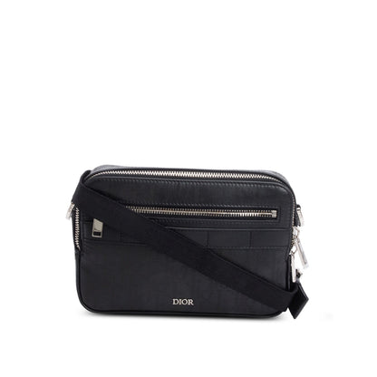 Christian Dior 2022 Black Oblique Galaxy Leather Safari Messenger Pouch