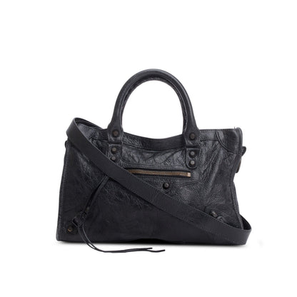 Balenciaga 2024 Black Arena Leather Small Le City Bag