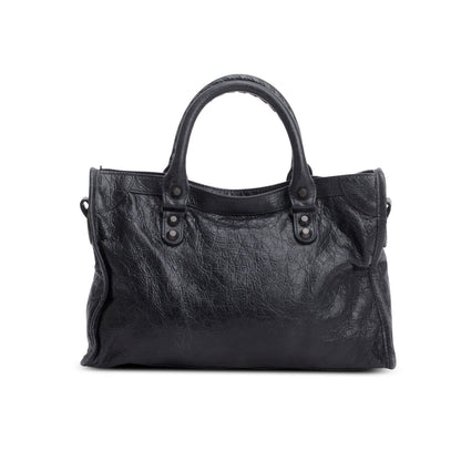 Balenciaga 2024 Black Arena Leather Small Le City Bag