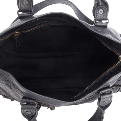 Balenciaga 2024 Black Arena Leather Small Le City Bag