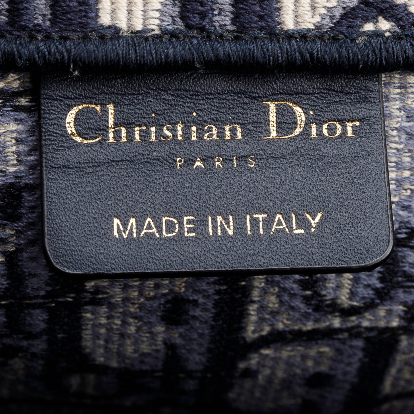 Christian Dior Ecru and Blue Dior Oblique Embroidery Large Book Tote