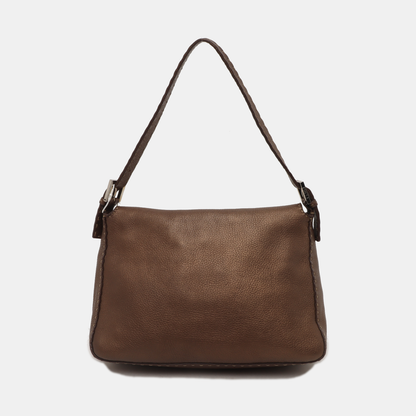 Fendi Mamma Baguette Selleria Calfskin Leather Copper Brown Shoulder Bag