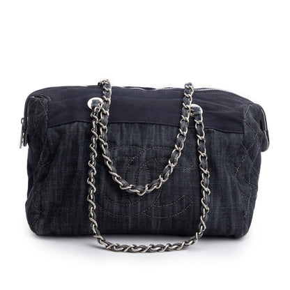 Chanel Blue Denim Grosgrain CC Tote Bag