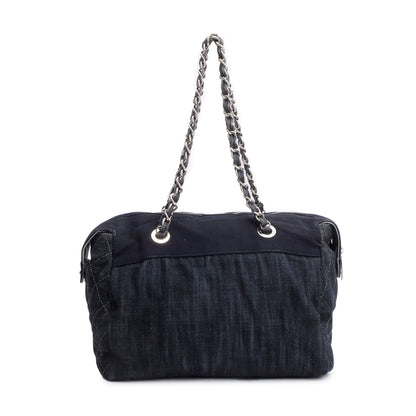 Chanel Blue Denim Grosgrain CC Tote Bag