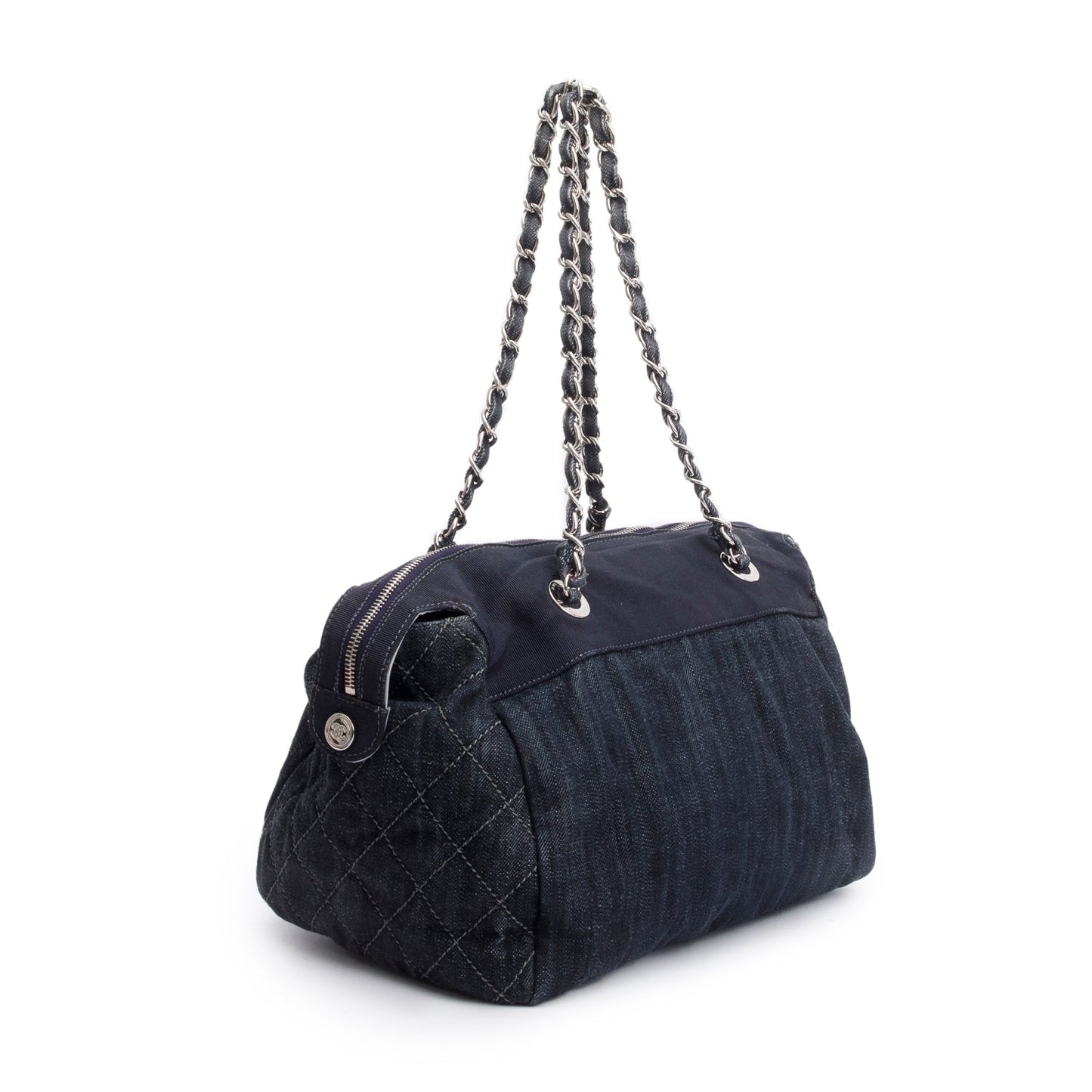 Chanel Blue Denim Grosgrain CC Tote Bag