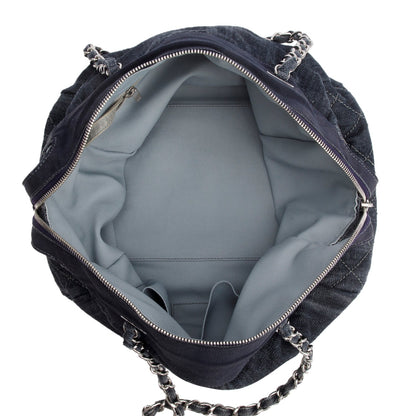 Chanel Blue Denim Grosgrain CC Tote Bag