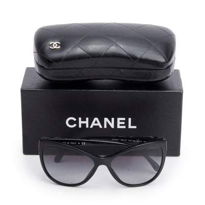Chanel 5281-Q Black Acetate CC Bow Accent Cat-Eye Sunglasses