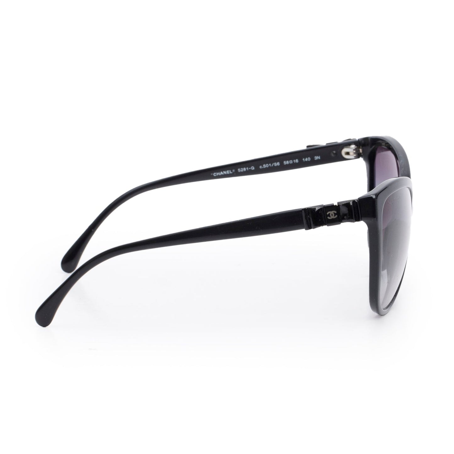 Chanel 5281-Q Black Acetate CC Bow Accent Cat-Eye Sunglasses