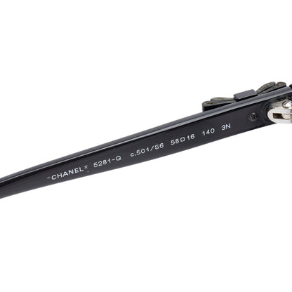Chanel 5281-Q Black Acetate CC Bow Accent Cat-Eye Sunglasses