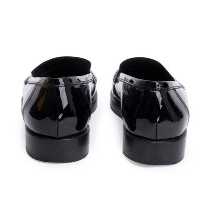 Chanel Black Patent Leather CC Logo Loafer, Size 40