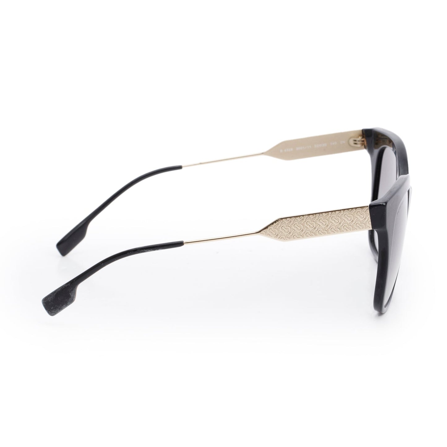 Burberry B 4328 Black Acetate TB Metal Trim Evelyn Square Sunglasses