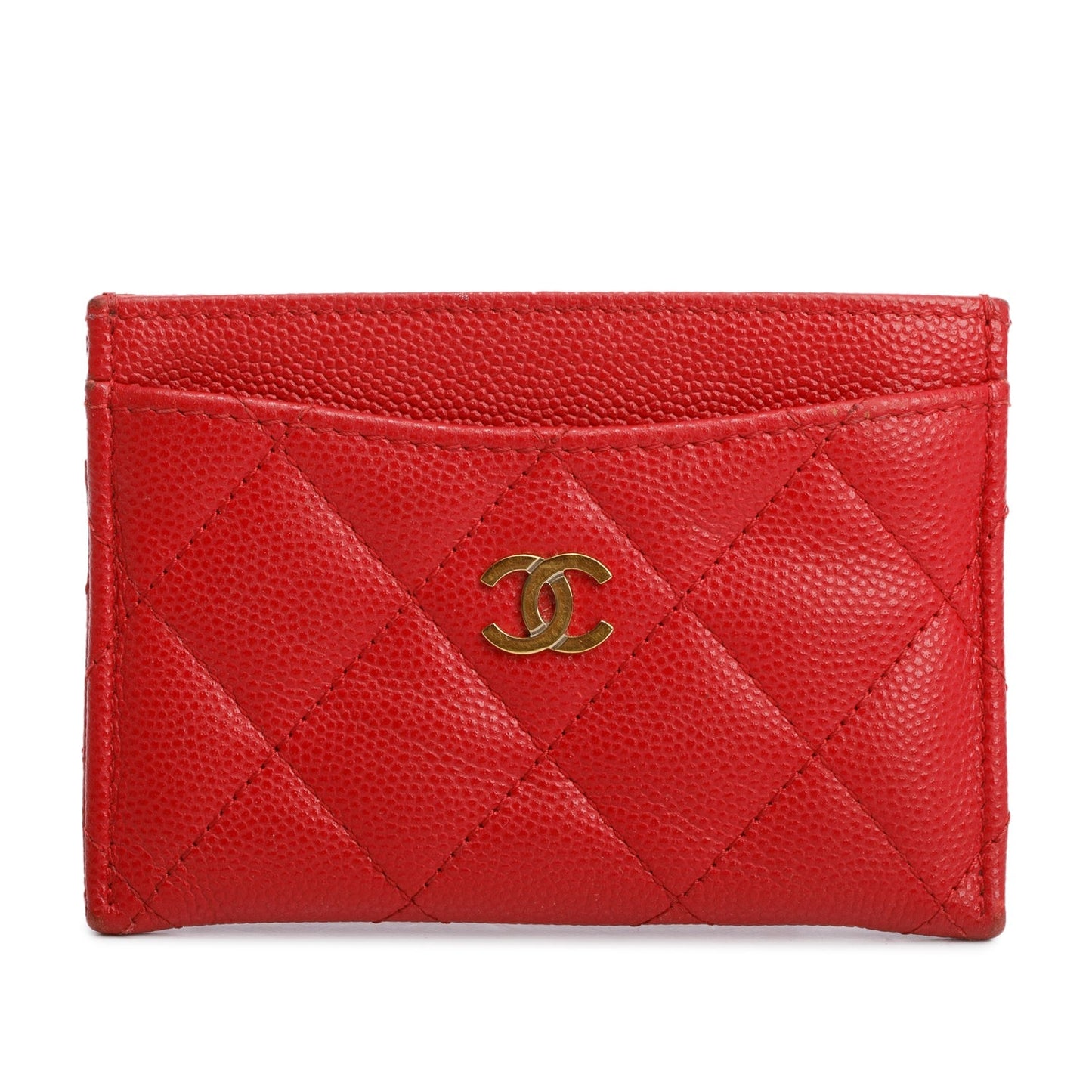 Chanel 2021 Red Caviar Leather Classic Card Holder