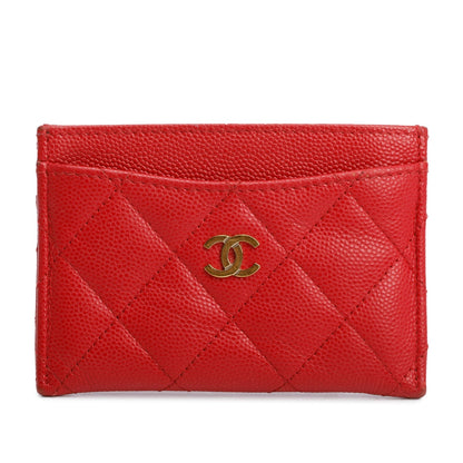 Chanel 2021 Red Caviar Leather Classic Card Holder