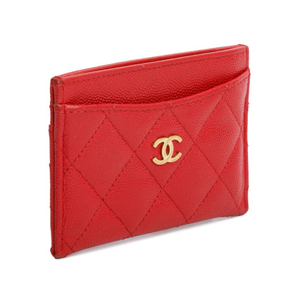 Chanel 2021 Red Caviar Leather Classic Card Holder