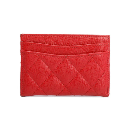 Chanel 2021 Red Caviar Leather Classic Card Holder