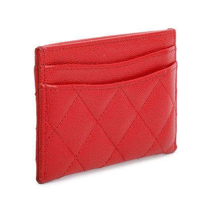 Chanel 2021 Red Caviar Leather Classic Card Holder