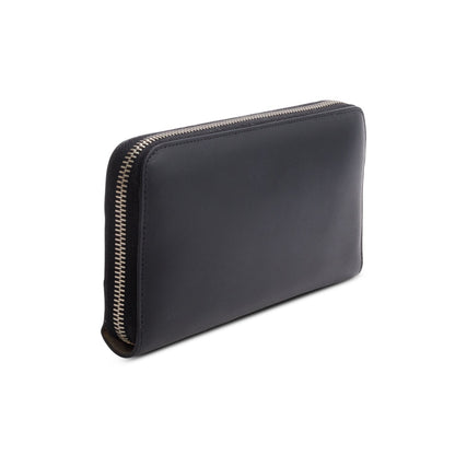 Fendi Black/Bworn Leather FF Logo Large Zip Around Wallet