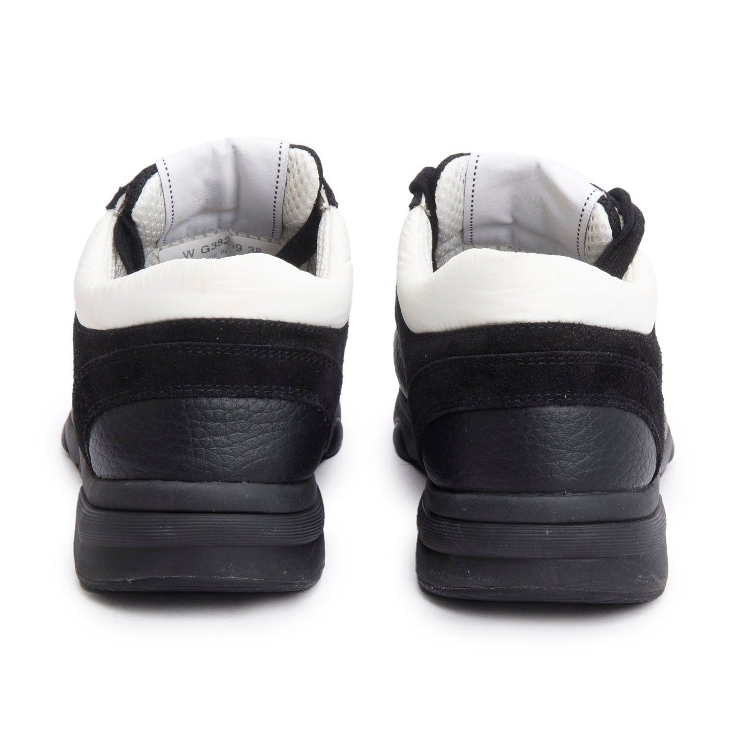 Chanel 2024 Black Calfskin Mesh Suede CC Logo Sneakers, Size 38