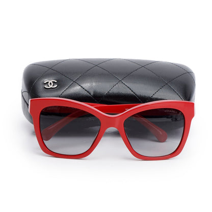 Chanel 5313 Red Acetate CC Boy Accent Butterfly Sunglasses