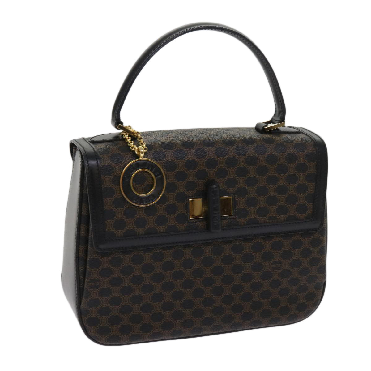 Luxury CELINE Macadam Canvas Hand Bag PVC Brown Black  64713A
