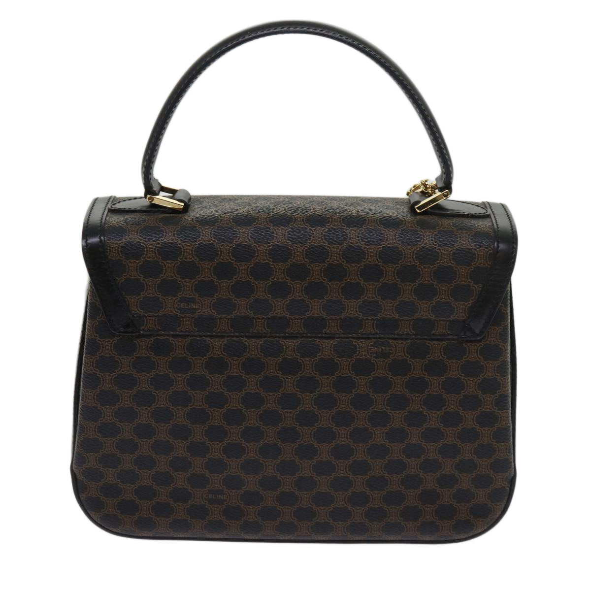 Luxury CELINE Macadam Canvas Hand Bag PVC Brown Black  64713A