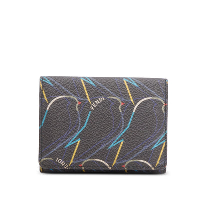 Fendi Grey Vitello Elite QuTweet Compact Wallet